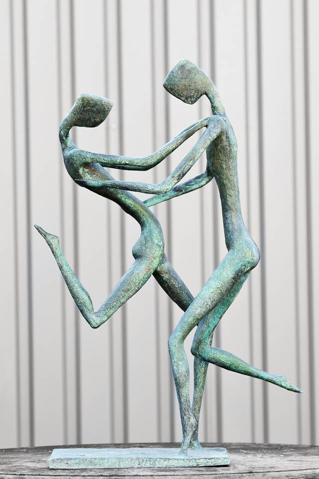 palm tactiek Zie insecten Bronzen beeld - modern sculptuur - dansend liefdespaar | Loosveldt